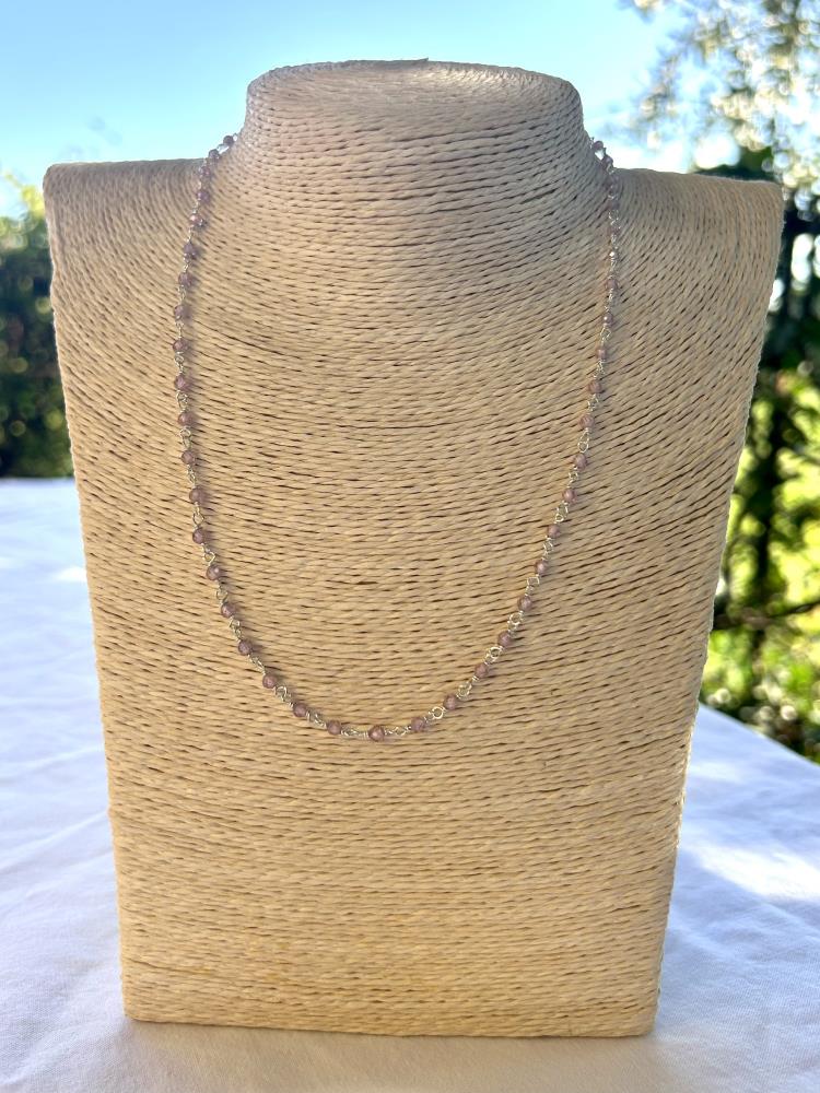 GIROCOLLO IN ZIRCONI ROSA E ARGENTO NATURALE