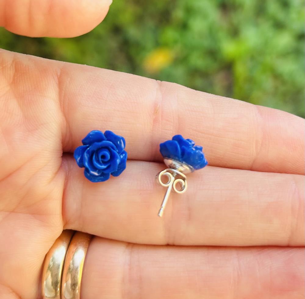 Rose blue earrings 