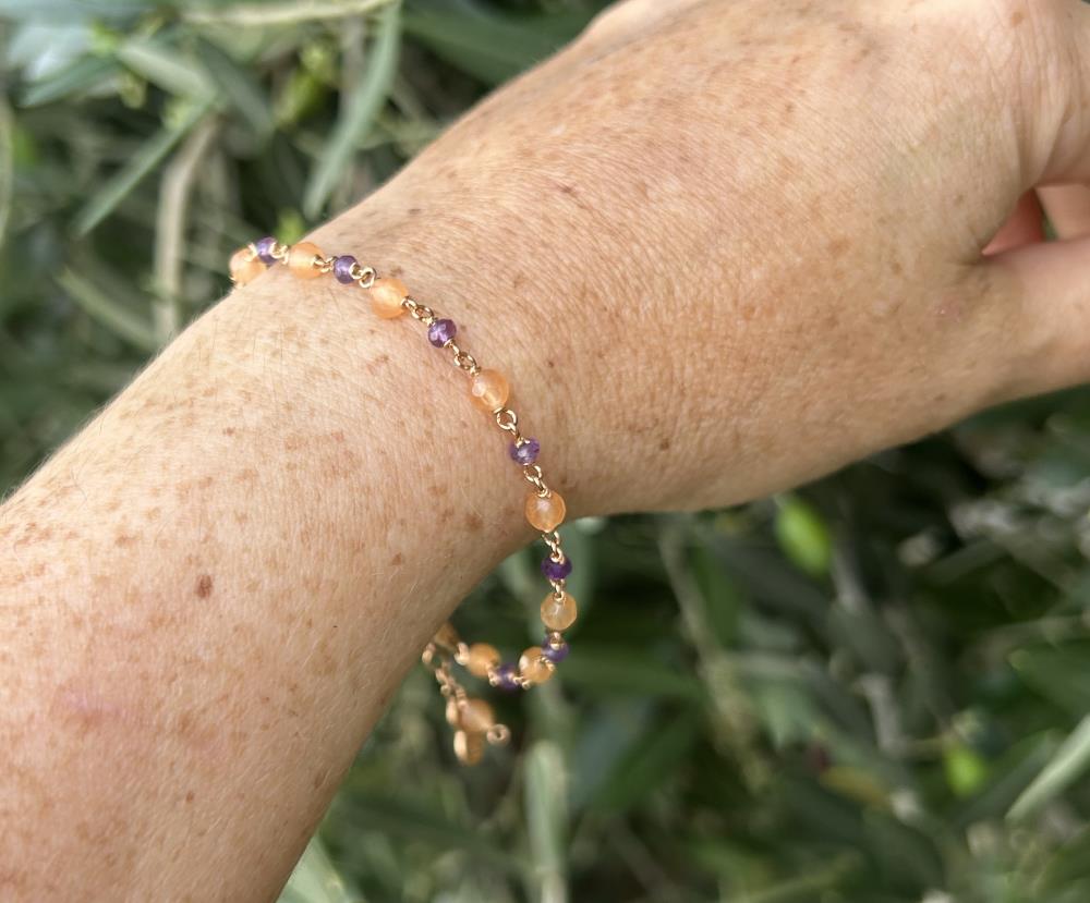 Amethyst and orange agate bracelet