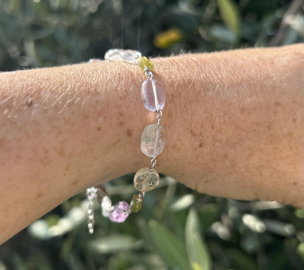 Amethyst, aquamarine, peridot and citrine bracelet