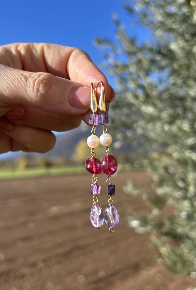 FLORA EARRINGS WITH NATURAL STONES